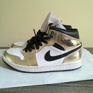 Nike Air Jordan 1 Mid SE Metallic Gold DC1419-700 Size 8 White Black Gold